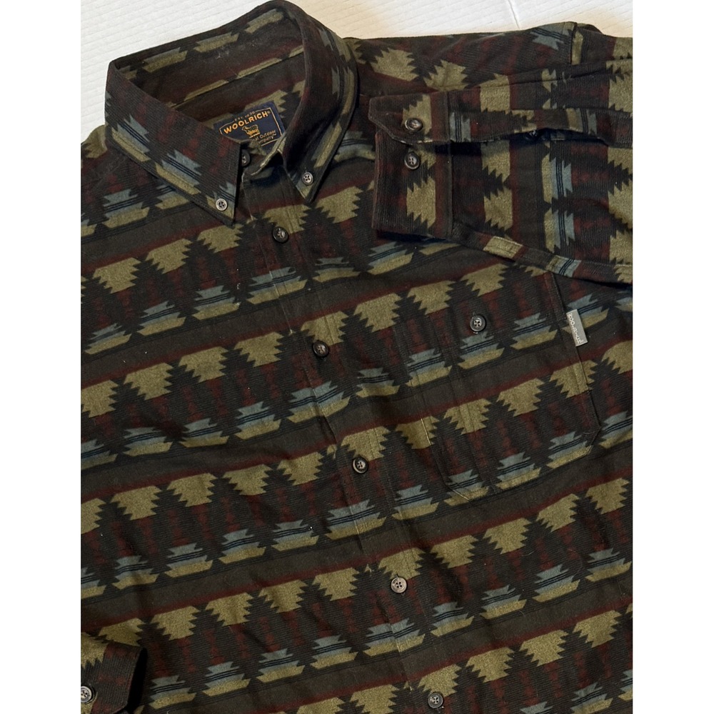 WOOLRICH - Men's Flannel Shirt -Long Sleeve Southwestern Aztec - X-Large XL